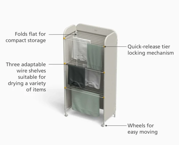 Eclipse™ 3-tier Ecru Clothes Airer with Screen - Image 2